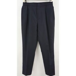 Officine Generale Drew Tapered Pleated Woven Wool Dress Pants Mens 34 Navy IT 50